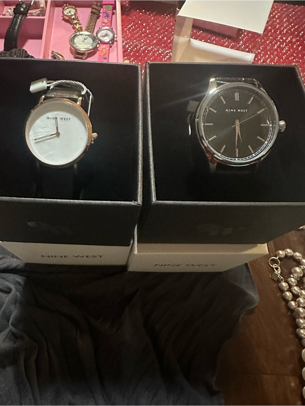 HIM AND HER Nine West Black and Silver Pair of Men's Watches